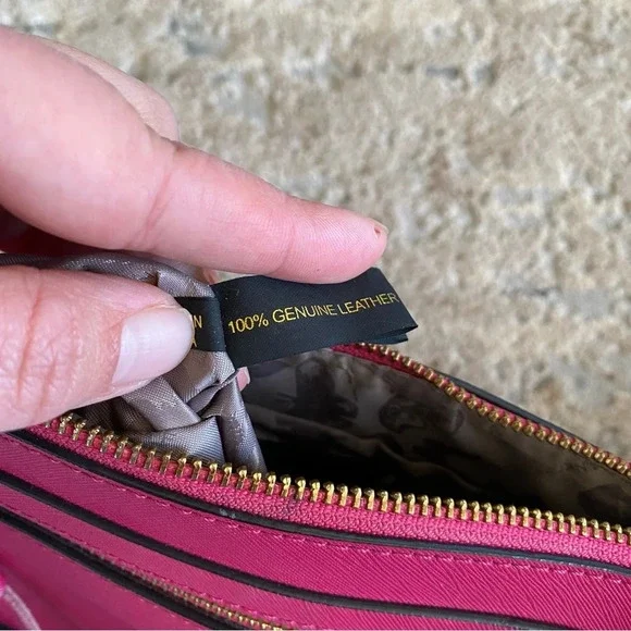 REBECCA MINKOFF Avery Saffiano Leather Crossbody Bag Fuchsia Pink Gold Chain - Picture 10 of 14